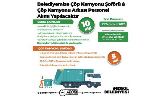 İnegöl Belediyesi 15 Personel Alımı Yapacak: Son Başvuru Tarihi 21 Temmuz!