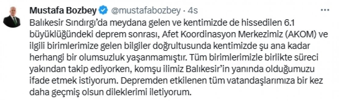 Mustafa Bozbey'den DEPREM paylaşımı