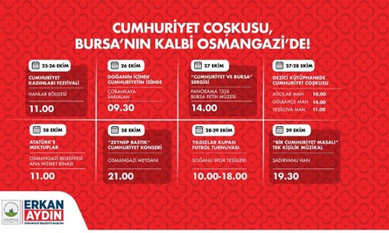 Osmangazi'de 29 Ekim Cumhuriyet Coşkusu Başlıyor: Zeynep Bastık Konserli Kapsamlı Program