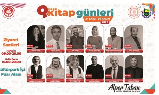 9. İnegöl Kitap Günleri'nde Final Heyecanı: Hafta Sonu 12 Ünlü Yazar Okurlarıyla Buluşuyor