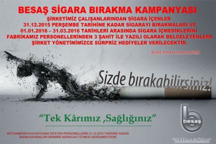 BESAŞ Sigarayı Bırakan Personelini Ödüllendirecek!