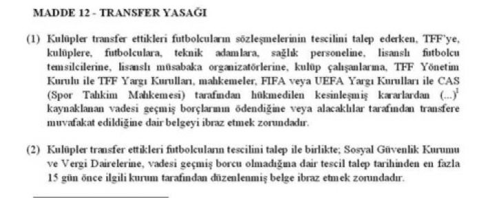 Galatasaray Transferi Tescil Ettiremedi!