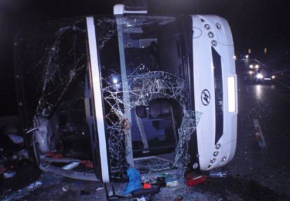 Moskova-Erivan Seferi Yapan Otobüs Devrildi!